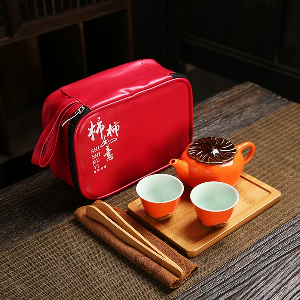 Persimmon one pot of two cups -small plate travel bag