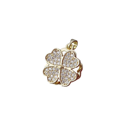 Versatile micro-paved zircon rotatable windmill pendant accessories creative niche design four-leaf clover necklace pendant wholesale