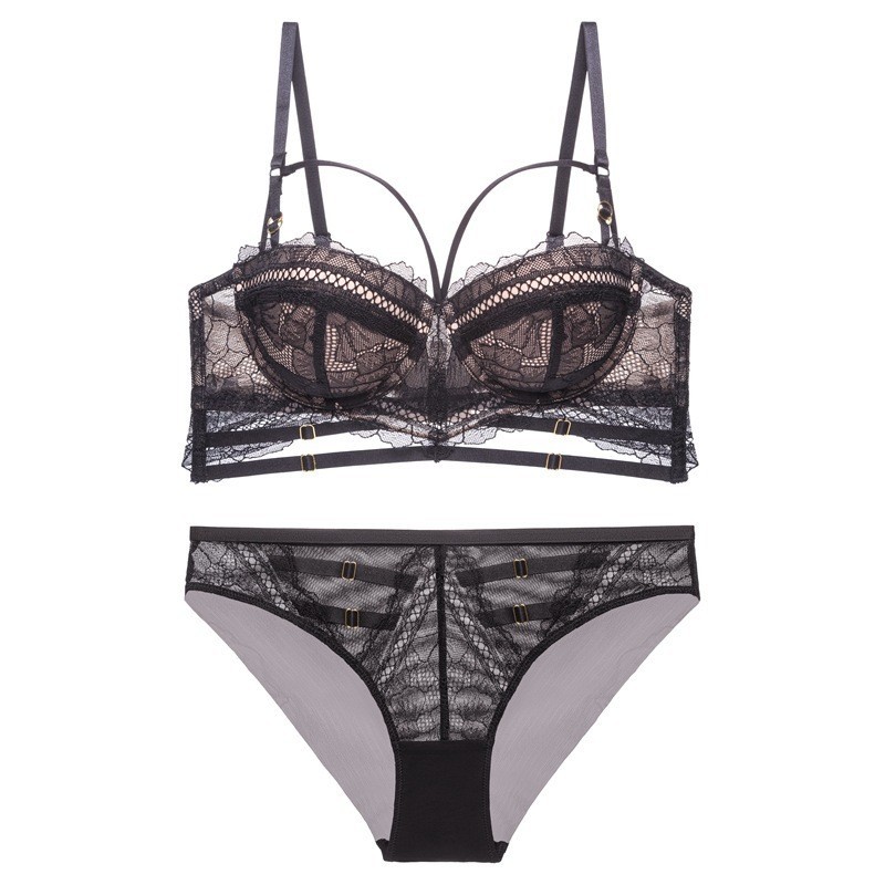Comercio exterior sexy ropa interior pequeño pecho grande empujar hacia arriba anti-flacidez sujetador hueco encaje ropa interior traje damas