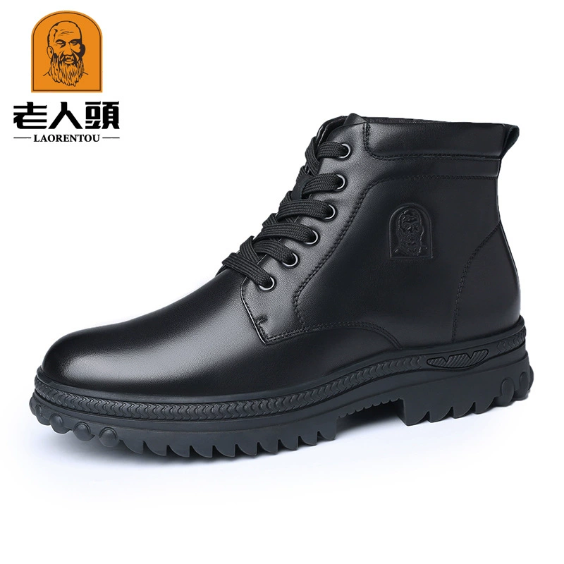 Зимние мужские ботинки на флисовой подкладке, новые, теплые, высокие, из хлопчатобумажной ткани, кожаные, из натуральной кожи, на толстой подошве, 2140501