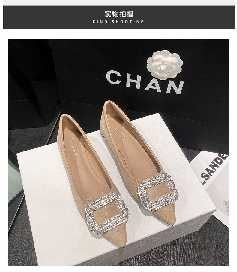 Giày búp bê nữ mũi nhọn đính đá lấp lánh gót thấp 1–3 cm — Màu bạc, Màu mơ, Màu đen chi tiết 27
