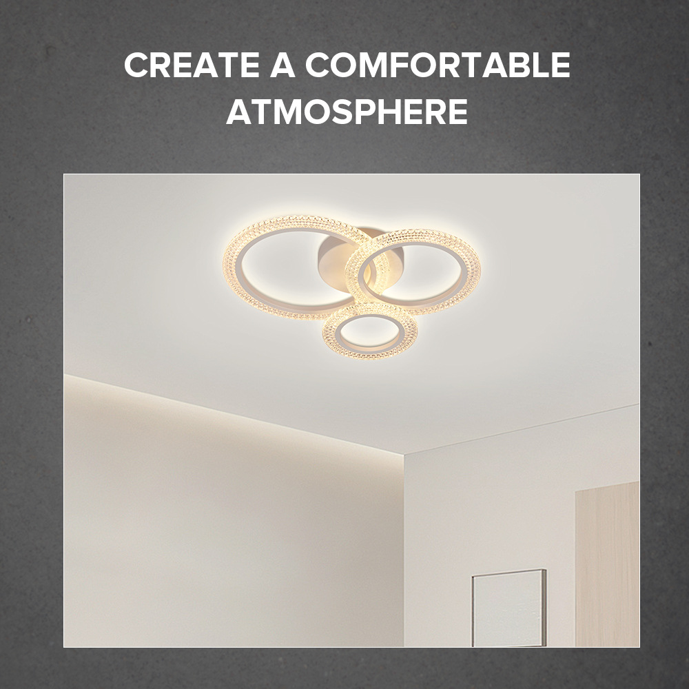 Acrílico transfronterizo simple anillo LED lámpara de sala de estar dormitorio comedor moderno burbuja redonda iluminación de techo