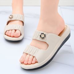 女性用サンダル、新しいスタイル、厚底、ホームソフトソール、ファッショナブルで見栄えの良い、ミッドヒール、スーパーソフト、ファッショナブルな女性用韓国スリッパ