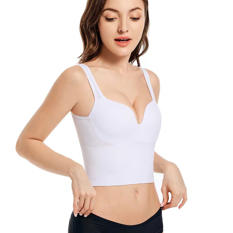 Transfronterizos de engordamiento y edición ampliada sin anillo de acero deportes belleza de espalda ropa interior europea y americana correr yoga acondicionamiento físico chaleco tipo sostén de mujer