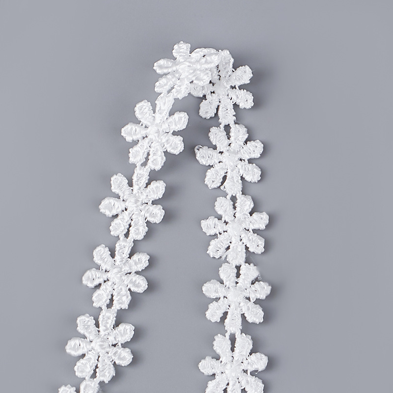 1.2cm pequeña flor de viento de agua encaje bordado encaje ropa infantil vestido de puño accesorios