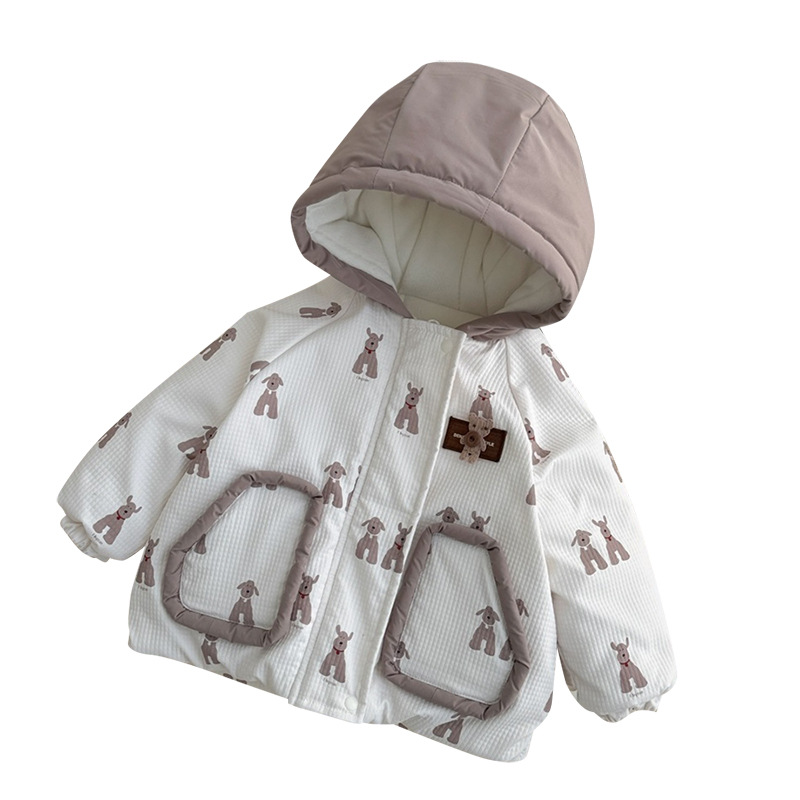 [Estilo personalizado] Versión coreana de la chaqueta acolchada de otoño e invierno de estilo occidental, gruesa y cálida, linda chaqueta acolchada de algodón para bebés súper linda, ropa de salida