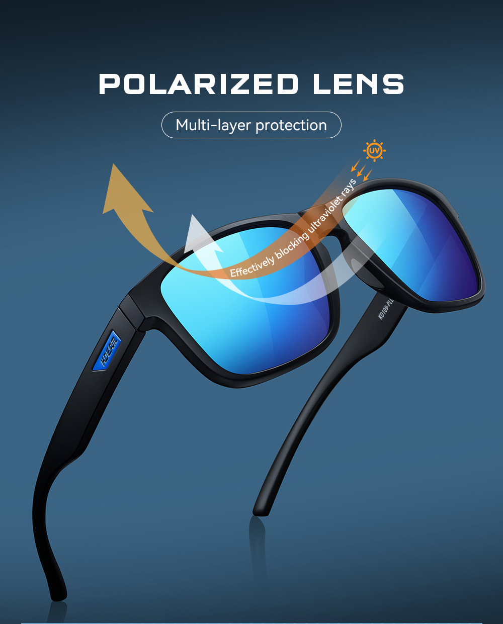 KDEAM Yeni Model Büyük Beden Polarize Güneş Gözlüğü Erkek Kadın Outdoor Spor Güneşlik Araba Sürüş Gözlüğü KD109-PLUS