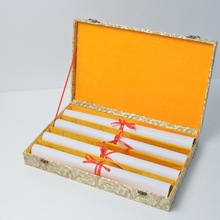 工厂定制高档锦盒字画盒子卷轴毛笔宣纸折扇精品包装盒子国风