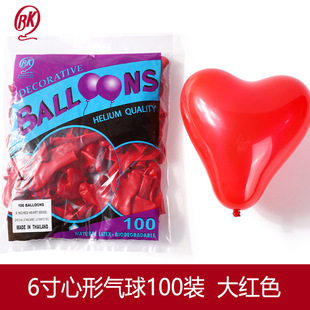 Thailand Bk 6-Inch No. 5 100 Pack Heart Balloons Wedding Arrangement Balloons Heart-Shaped Balloons China Total Agent Wholesale
