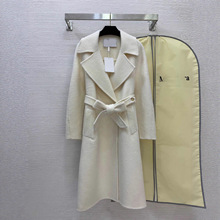 100%羊毛呢横排两粒扣宽松时尚中长款毛呢大衣外套送防尘袋