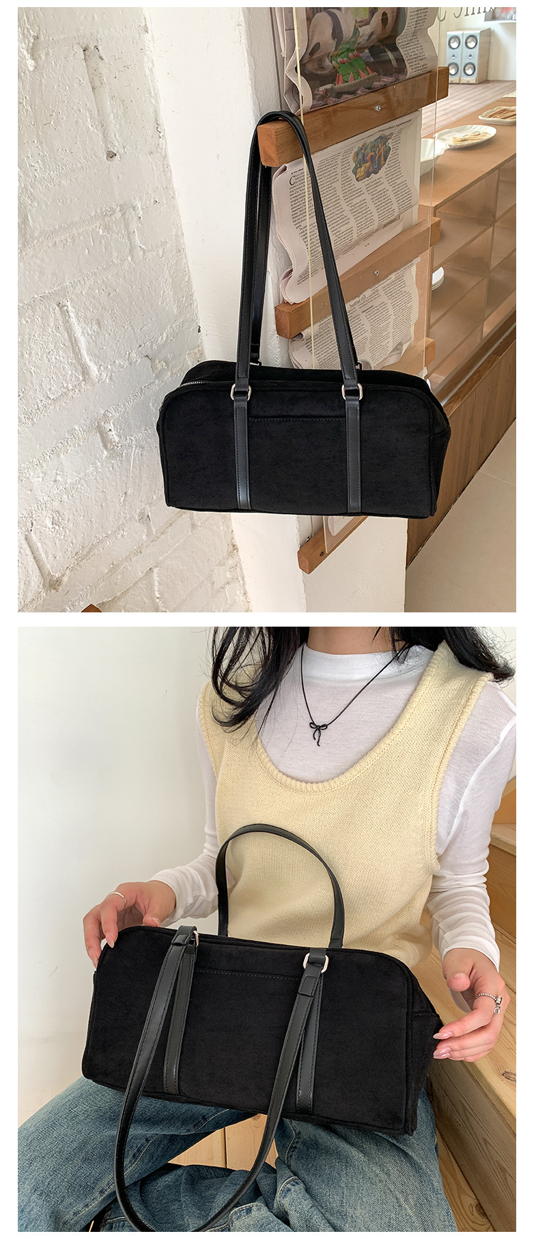 2024 suede autumn edition versatile shoulder bag, women's high-end sense, large capacity commuting plush bag_voghion.com