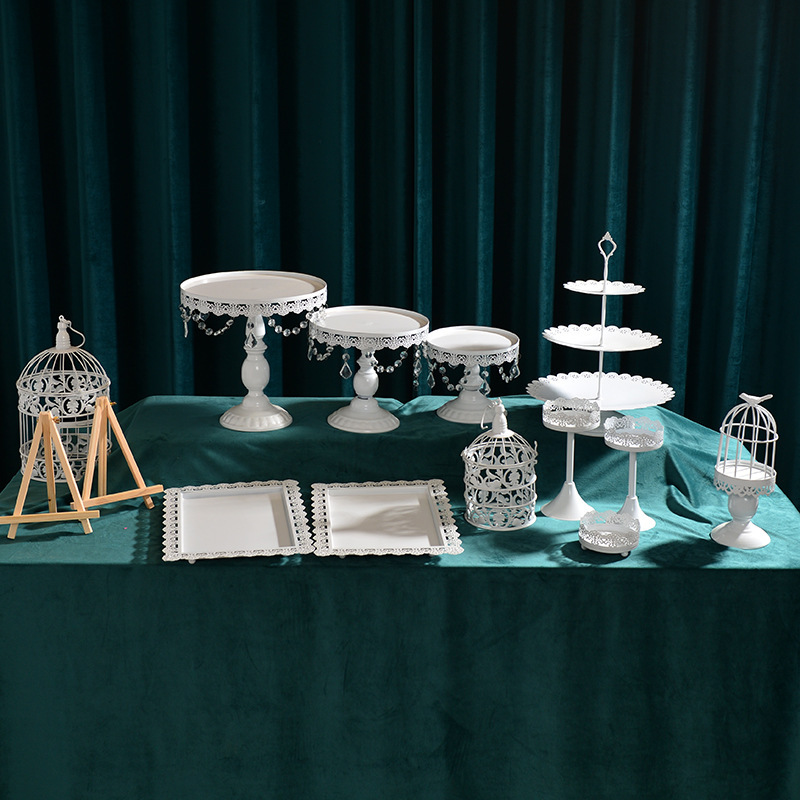 Diseño de boda europea decoración de mesa de postres set de té de la tarde refrigerio bandeja de pastel estante de exhibición mesa de descanso de té