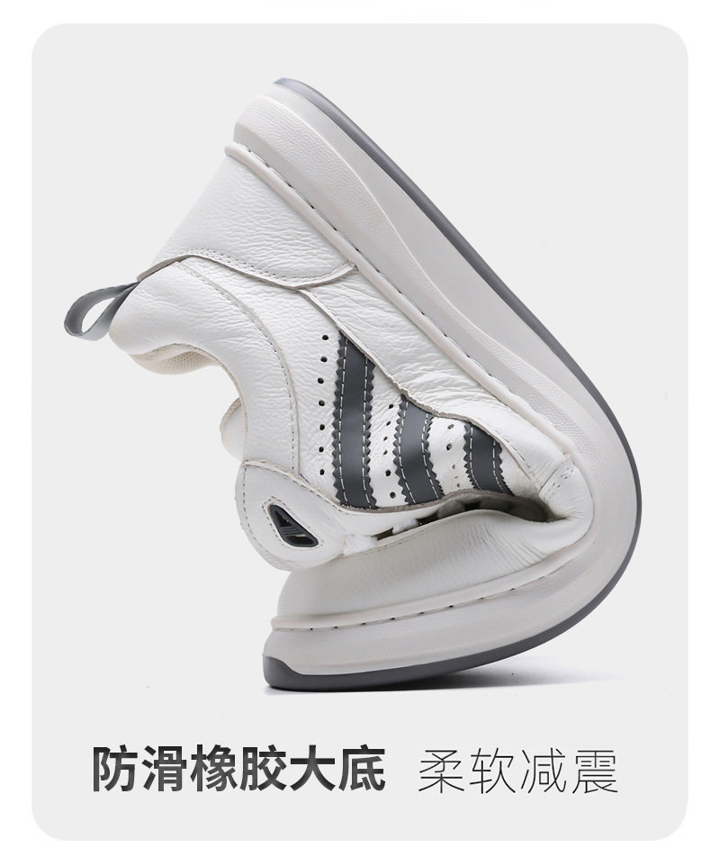 Giày sneaker nam da bò thật đế dày cổ thấp phong cách retro, giày thể thao thường ngày dây buộc — Giày sneaker Q2026 màu trắng, Giày ván Q2026 màu đen chi tiết 6