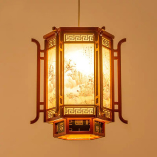 中式仿古灯笼吊灯实木古典宫灯屋檐走廊阳台茶楼餐厅户外装饰灯具-阿里巴巴