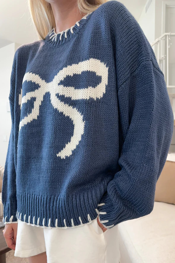 Vêtements pour femmes 2024 nouveau pull de style paresseux haut tricoté nœud jacquard vêtements d'extérieur amples pull pour femmes_voghion.com