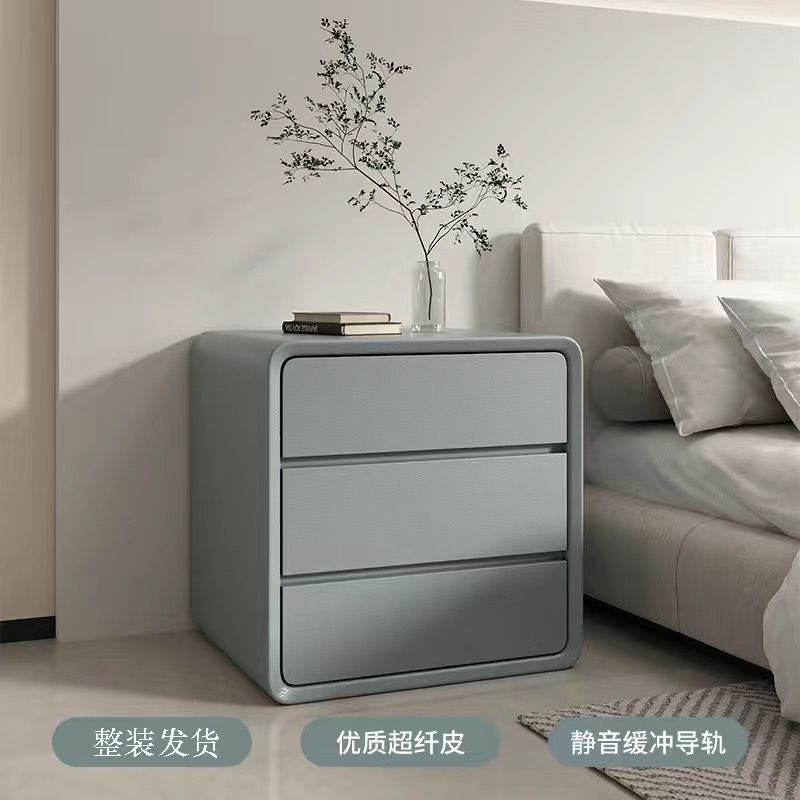 奶油收纳高级实木床头柜多功能极简简约现代卧室创意风轻奢感小型|undefined