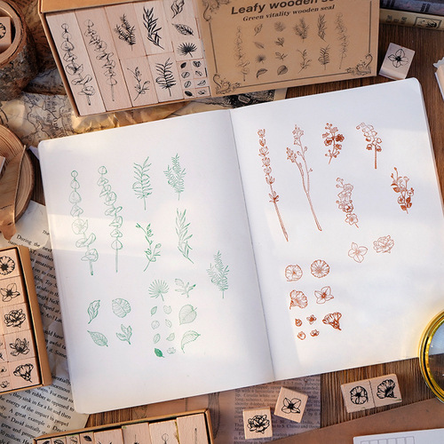 Yuezhen flourishing series hand account seal lotus rubber seal set wood wooden small seal wholesale