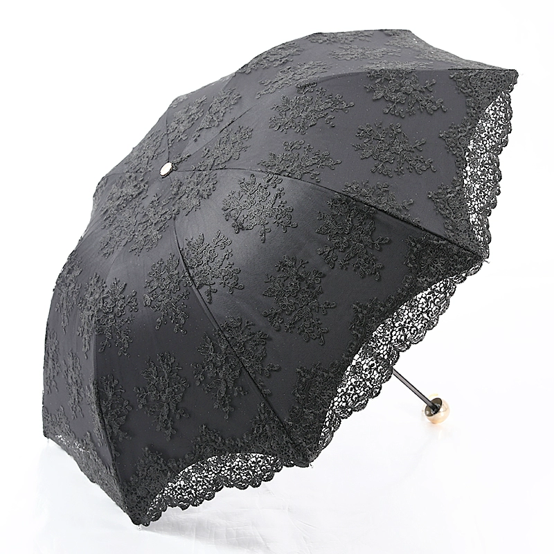 Double-layer umbrella solar-powered for princess, sun protection, UV protection, with embroidery