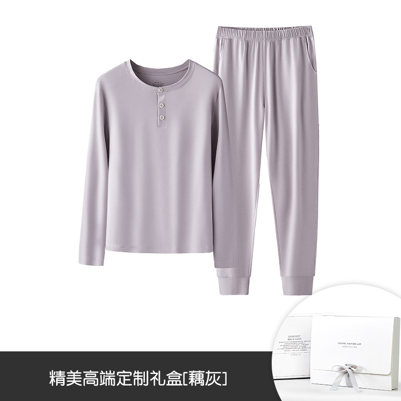 Modal de algodón de grapas largas primavera y otoño verano pijamas de mujer traje de mujer de manga larga antibacteriano anti-ácaros prendas de vestir exteriores homewear