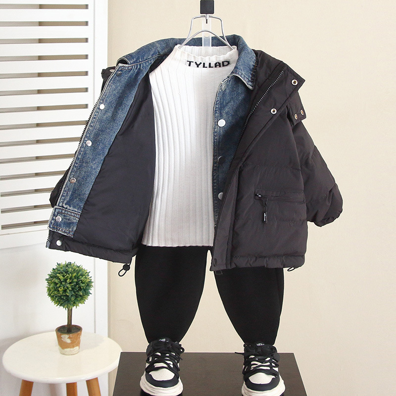 6903 Chaqueta gruesa para niños Chaqueta de plumón coreana para niños 2025 invierno nuevo estilo chaqueta de plumón de pato blanco abrigo de algodón para bebés