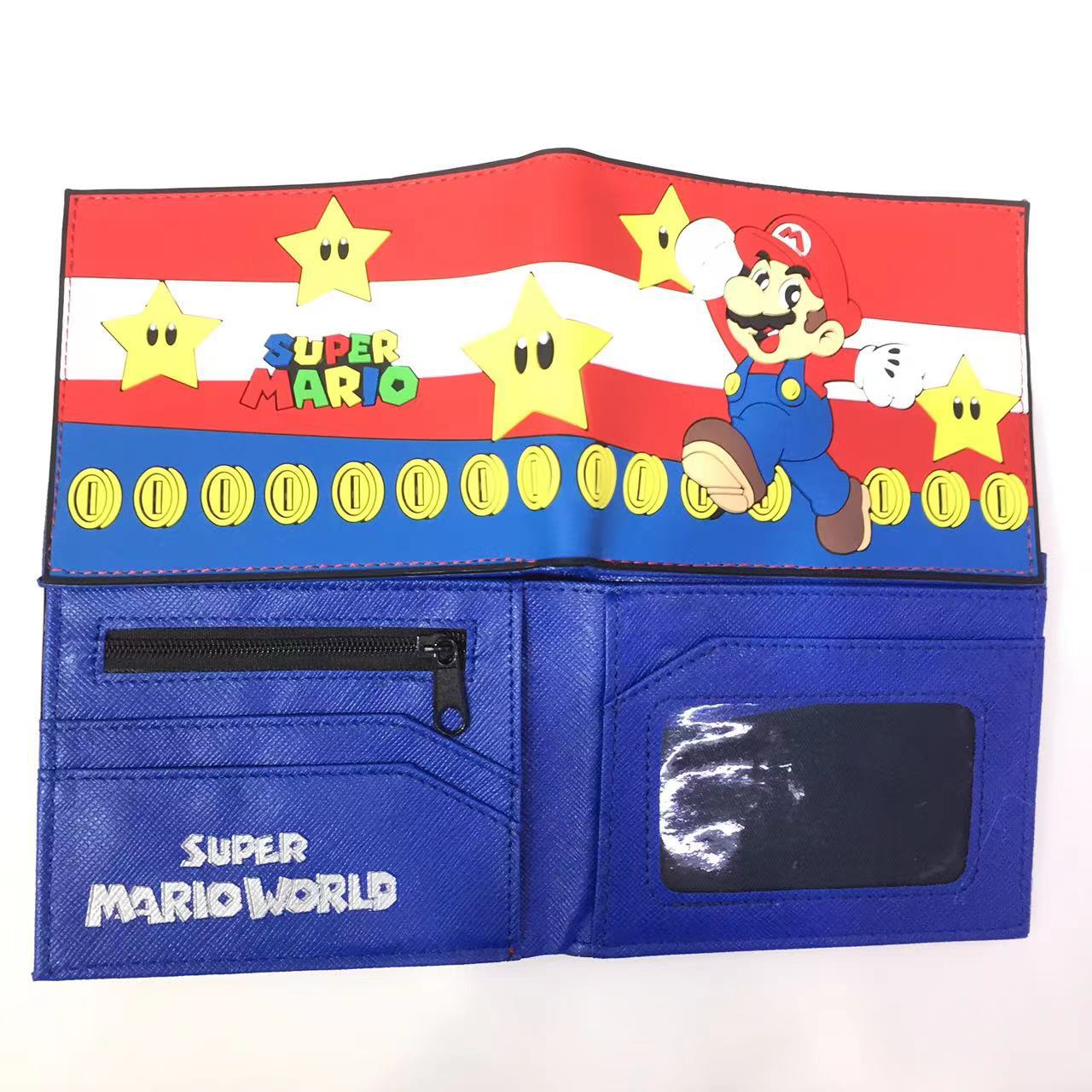 Mario Super Marie PVC cuero corto doble billetera Mario Mriao cambio cartera tarjeta de cuero