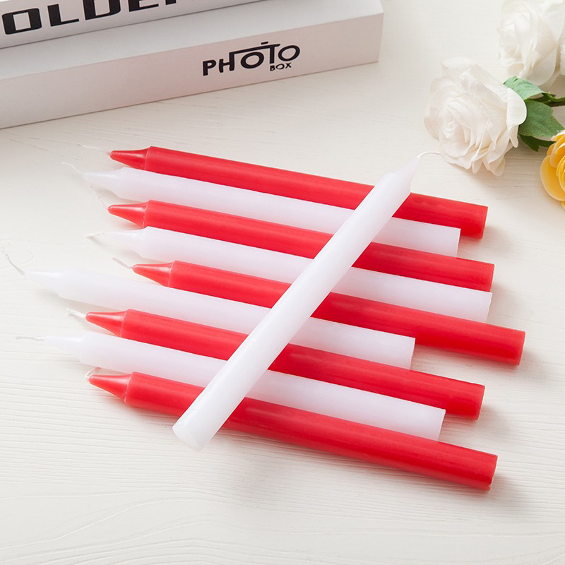 Red and White Candles with Multiple Specification Options, Household Ordinary Lighting Candles, Smoke-Free Romantic Wedding Long Rod Emergency Candles