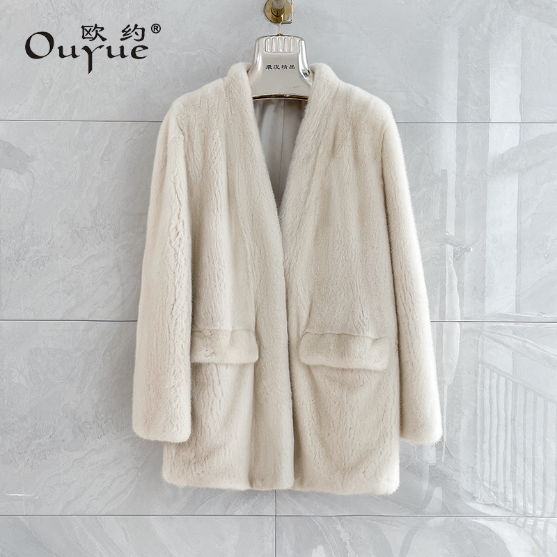 2024 Young New Imported Velvet Purple Label Mink Outwear Women's Whole Mink Mid-Length Mink Fur Outwear Winter