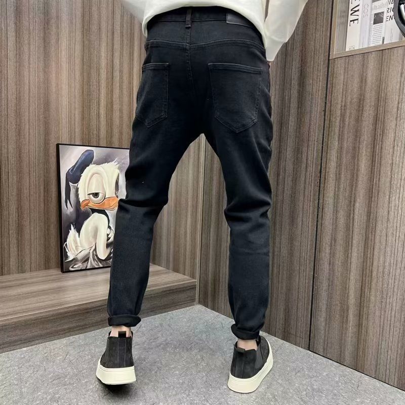 Casual Scratched American High Street Style Loose Wide-Leg Pants For Women Men, Autumn Black And Gray Trendy_mkmklike.com