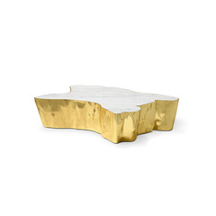 Designer Coffee Table, Minimalist Modern Household, Marble, Light Luxury, High-End, Irregular Shape Living Room, Stainless Steel, Asymmetric Coffee Table