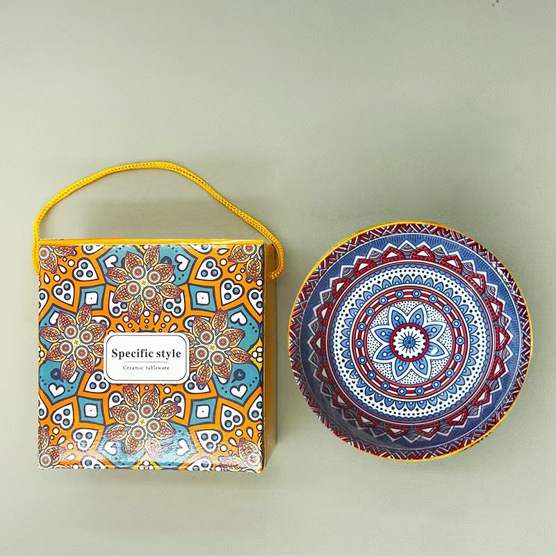 Bohemia tazón de cerámica para regalar tazón de regalo de desayuno transfronterizo tazón de postre esmaltado caja de regalo tazón de arroz image 3
