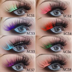 歐美跨境聖誕節日彩色眼尾款5對裝假睫毛3D濃密卷翹舞台妝眼睫毛