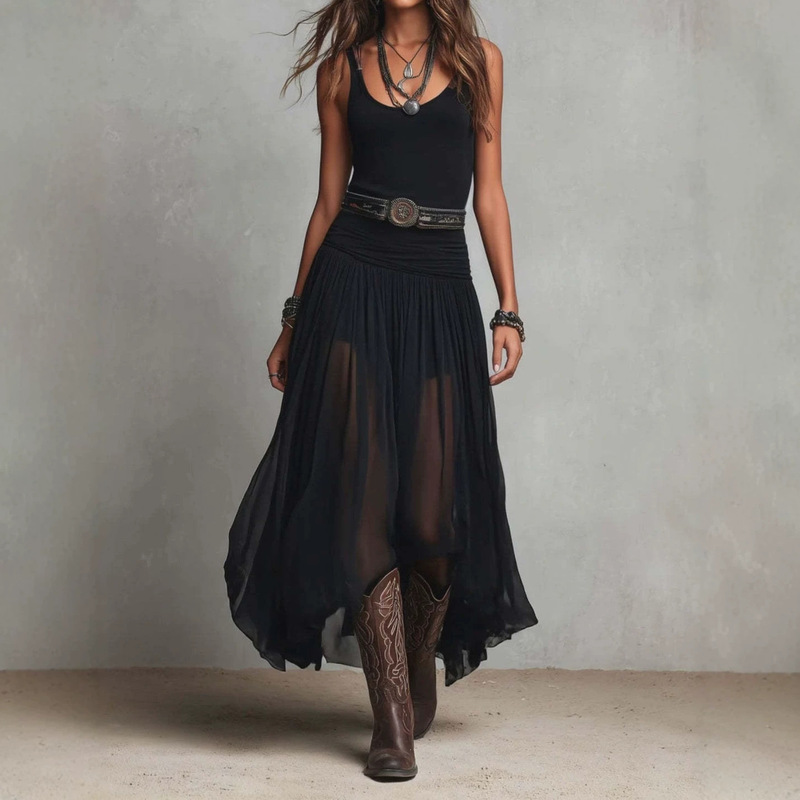 European and American Cross-Border Amazon Tk Foreign Trade Women's Clothing Summer Fashion Mesh Patchwork Slim Low-Neck Tank Dress for Women European and American Cross-Border Amazon Tk Foreign Trade Women's Clothing Summer Fashion Mesh Patchwork Slim Low-Neck Tank Dress for Women