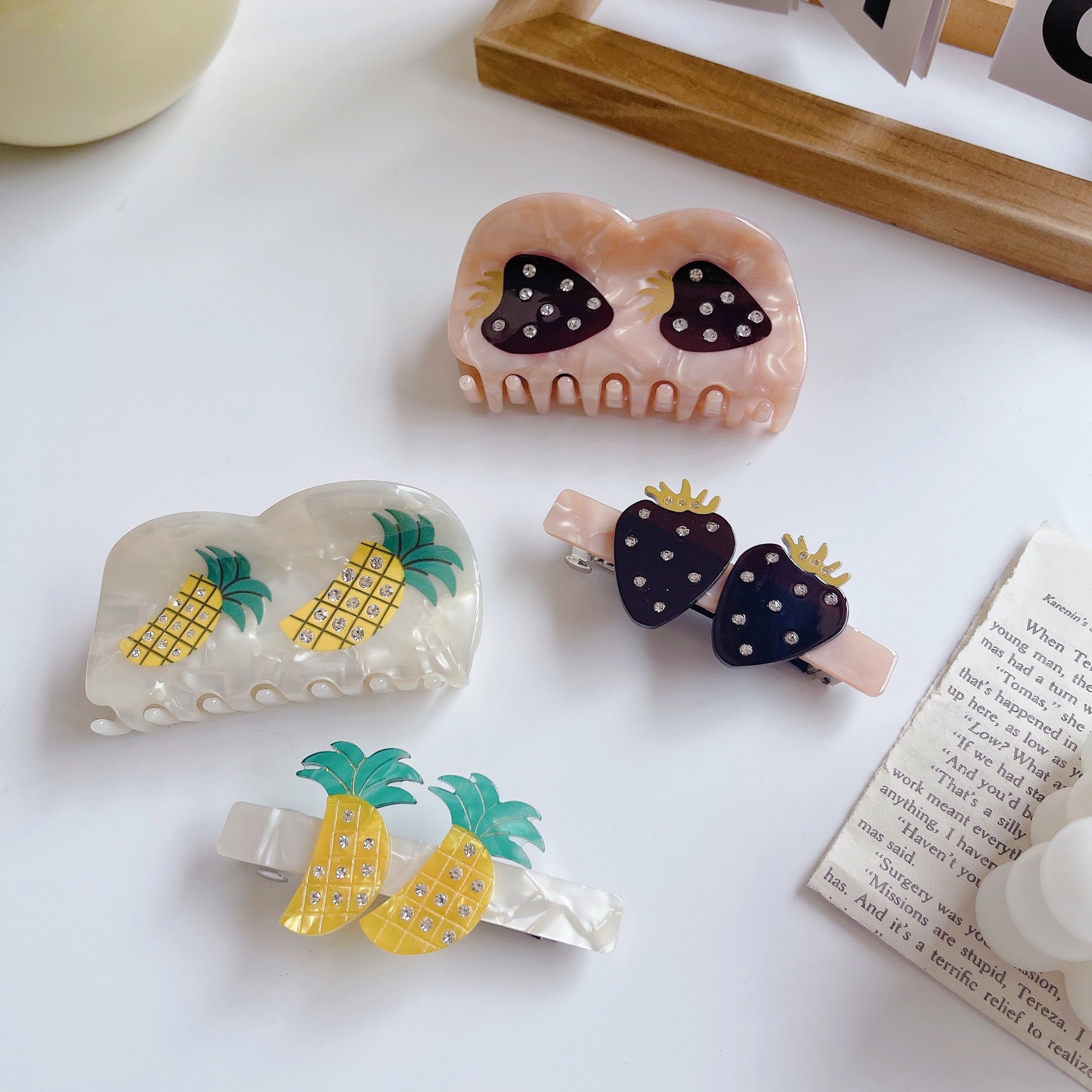 Original Design Style Fashion Acetate Color Matching Barrettes Tomato Strawberry Print Grip Clip