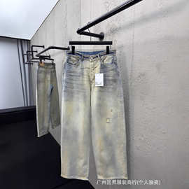 跨境专供毒家现货25ssAC家休闲显瘦百搭做旧破洞水洗牛仔裤