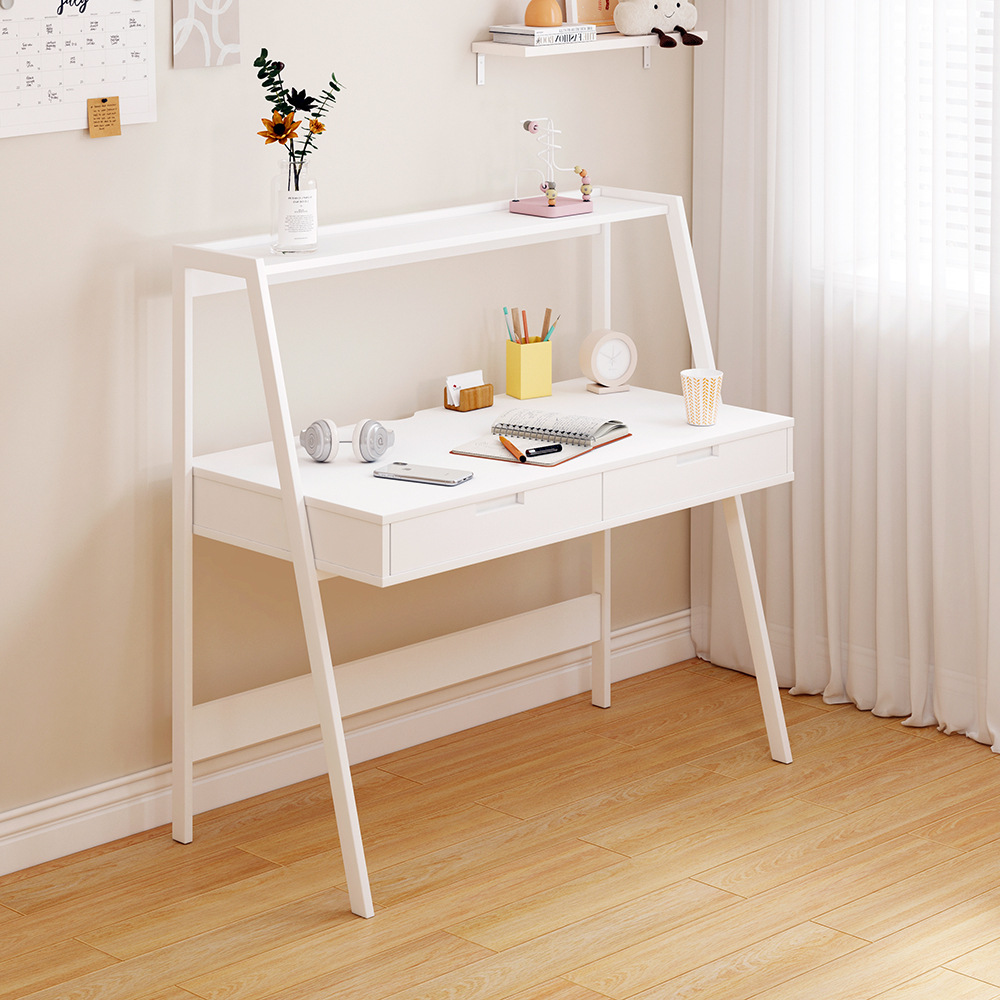 Escritorio de computadora con cajones, mesa para el hogar o dormitorio, escritorio de estudio moderno y sencillo, escritorio para apartamento pequeño
