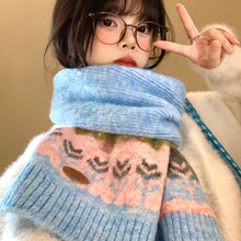 围巾女羊毛混纺新款冬韩系氛围感轻奢高级感圣诞保暖加厚针织围脖