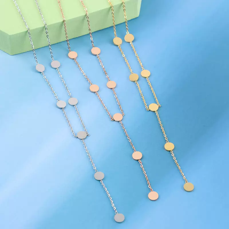 个性新款简约流苏圆圈项链高级感女吊坠小众百搭饰品ins不掉色男1