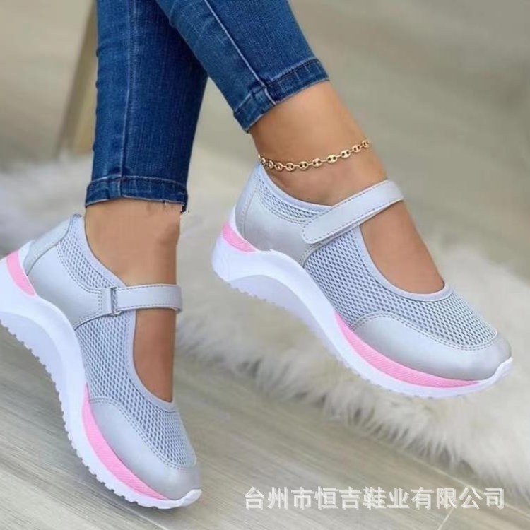 2022 European And American Summer Round Head Knitted Velcro Platform Sandals Female Foreign Trade Large Size Independent Station Grid Roman Sandals