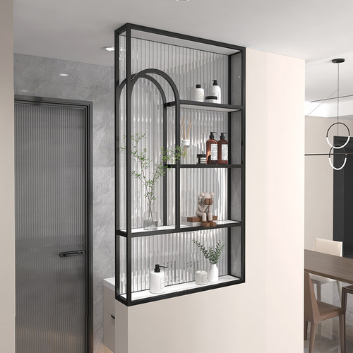 Changhong glass half-wall partition bathroom vanity console living room iron storage rack minimalist modern stainless steel screen