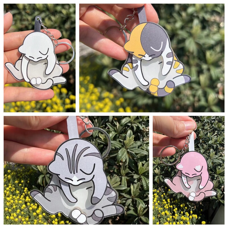 Creative Kitten Acrylic Pendant Turn Keychain Accessories Student Cartoon School Bag Children's Hanging Distinctive All-match