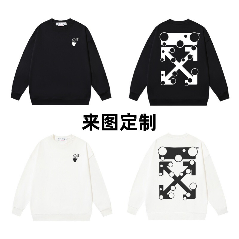 Trendy brand OFF sweatshirt with bubble dots on the back, cross arrows, round neck, unisex, high street style, loose fit, couple's pullover sweatshirt Trendy brand OFF sweatshirt with bubble dots on the back, cross arrows, round neck, unisex, high street style, loose fit, couple's pullover sweatshirt