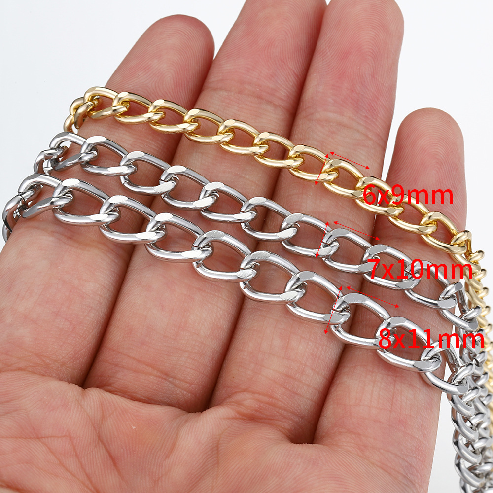 1 Piece 6mm 7mm  8mm Aluminum Solid Color Polished Chain display picture 2