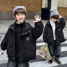 男童加厚冲锋衣三合一可拆秋冬装2025新款中大童户外风衣外套跨境