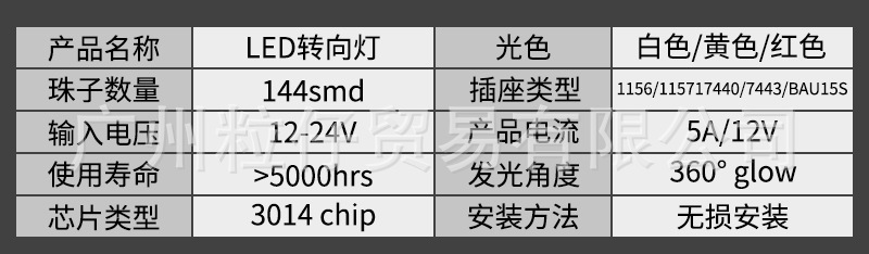 Car Led Turn Signal Brake Light 1156 144Smd 3014 High Brightness Reversing Light Decoding Constant Current Anti-Stroboscopic