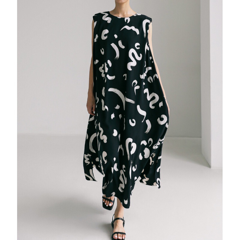 Korean style holiday style long elegant sleeveless dress