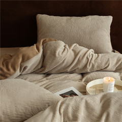 牛奶絨四件套復古法式珊瑚絨毛絨被套冬季法蘭絨純色雙面ins加厚