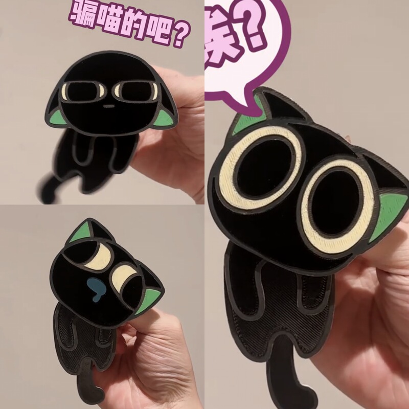 通创意可爱猫咪发夹罗小黑战记小头饰软萌小猫合金滴油创意头夹|undefined