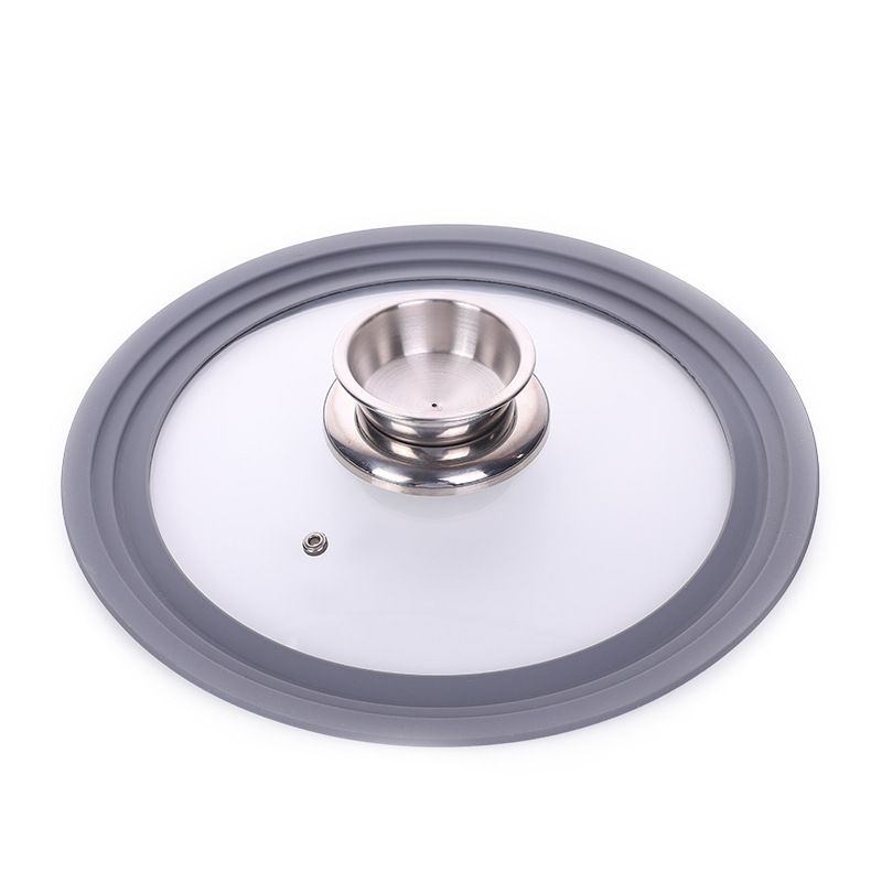 Hot Sale Universal Transparent Silicone Edge Pot Cover Drop-resistant Anti-scalding Household Multifunctional Visual Tempered Silicone Glass Cover