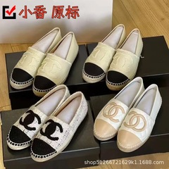 春季新款外穿小香风草编渔夫鞋真皮百搭厚底懒人鞋一脚蹬休闲单鞋