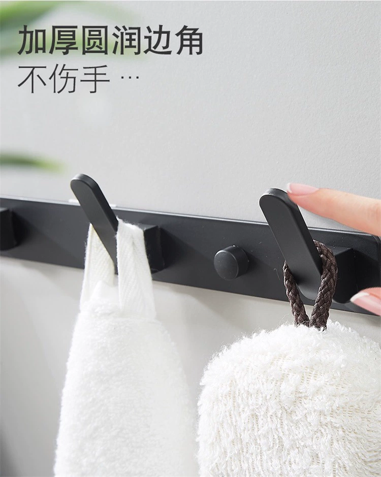 Black Wall Hook Robe Hook Home Kitchen Aluminum Alloy Clothes Hook  Hat Keys Holder Door Back Hook Hanger Bathroom Accessories